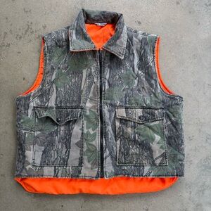 Vintage Winchester Camo Hunting Vest Reversible Large Trebark Camo